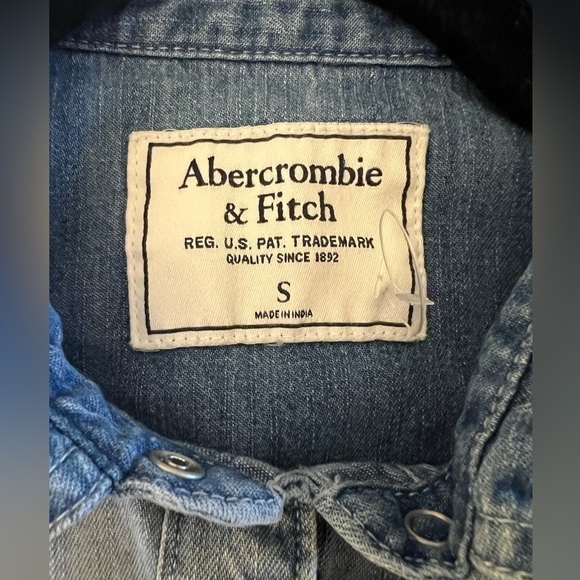 Abercrombie&Fitch bleach blue LS denim snap western shirt sz S rodeo festival - Picture 5 of 8